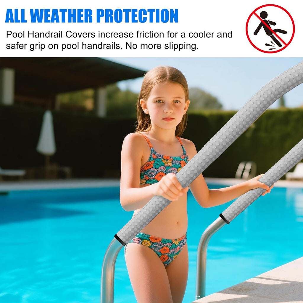 Kakolvan Swimming Pool Handrail Cover, Non-Slip Railing Handle Grip Covers with Zippers, Fit Most Above/Inground Pool Hand Rails, Cooling, Soft & Comfortable Touch Ladder Sleeve (6 Ft, 1 Pack)