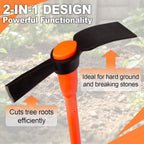 VNIMTI Pickaxe for Digging, Heavy Duty Pick Axe with Fiberglass Handle, 36 Inch Pick Mattock Tool for Soil, Rock and Roots