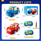 WATUDOU Remote Control Car for Toddlers 1-3 2-4 3-5, 2 Pack Cartoon 2.4 GHz RC Cars for Kids, Electric Hobby RC Car Toys, Christmas Birthday Gifts Toys for Kids Boys Girls 2 3 4 5 6 Years Old
