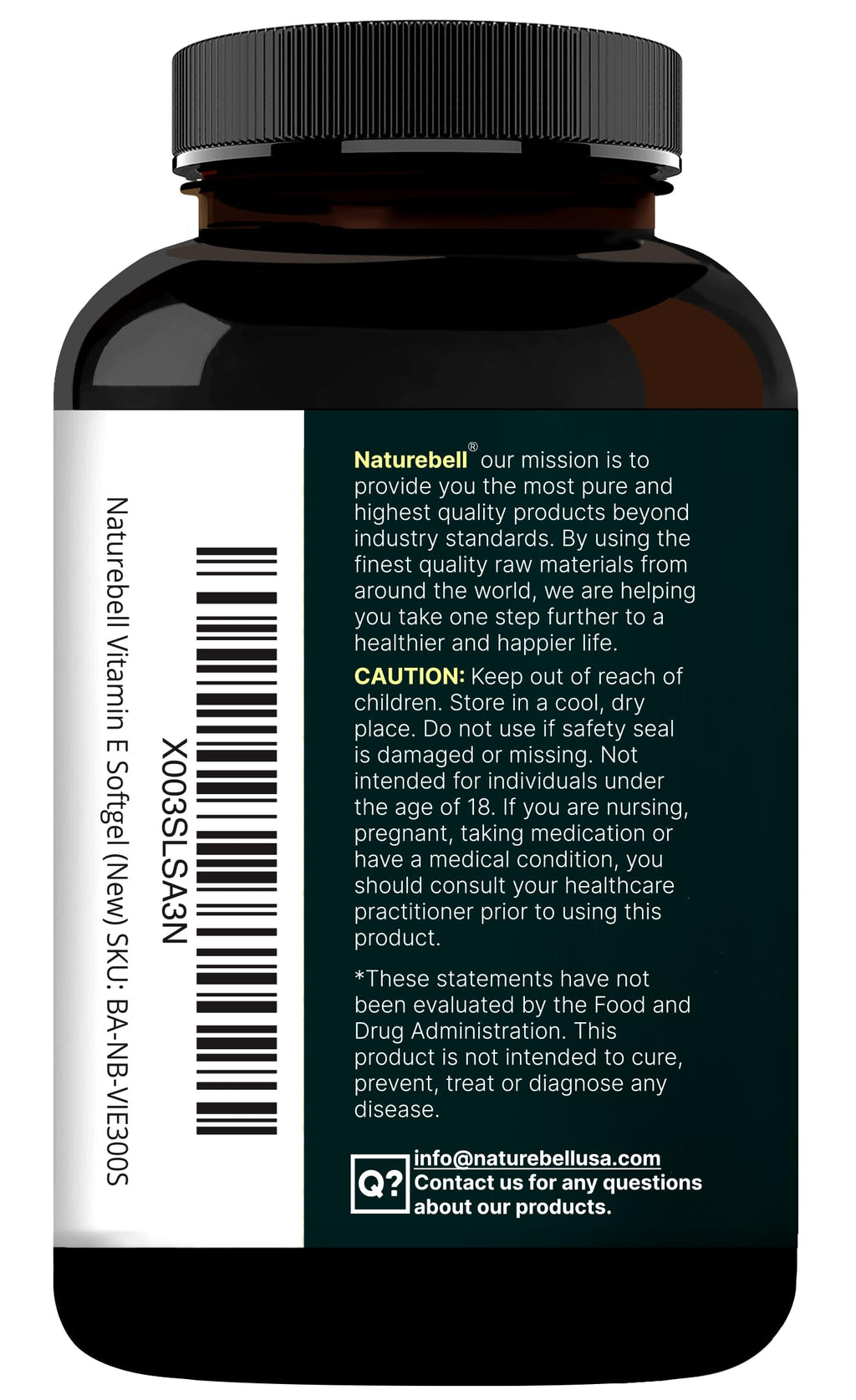 NatureBell Vitamin E 1,000 IU Per Serving - 300 Softgels - Antioxidant Supplement for Skin, Heart & Brain Health Support - High Bioavailability* - Gluten-Free & Non-GMO