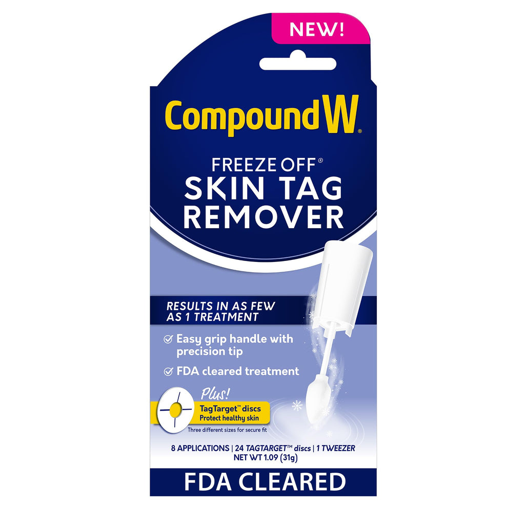 Compound W Freeze Off Skin Tag Remover, FDA Cleared Skin Tag Removal Kit with 8 Skin Tag Remover Applications and 1 Pair of Tweezers