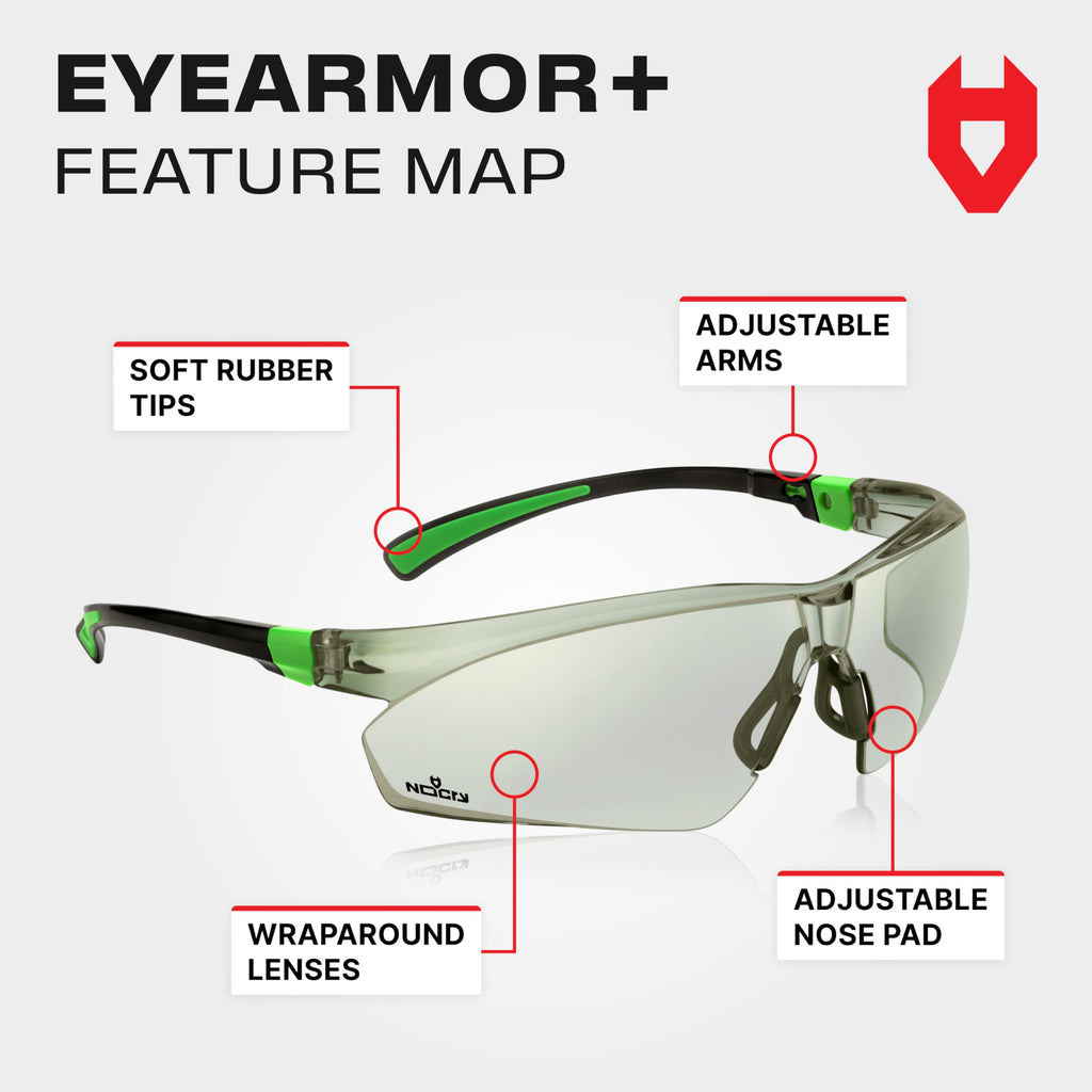 NoCry Lightly Tinted Anti Fog Safety Glasses for Men or Women with Scratch-Resistant Lenses - ANSI Z87.1 Certified with 100% UV Protection - Adjustable Temples and Nose Pad - Wraparound Design