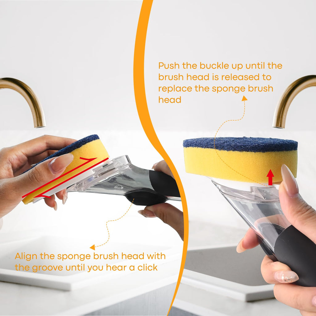 Sponge Brush Refills for OXO Soap Dispensing Dish Brush - 8 Pack Dish Cleaning Soap Dispensing Head Replacement for Scrubber