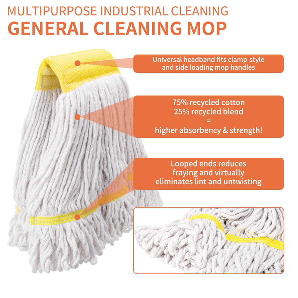2 Pack Heavy Duty Mop Head Commercial Replacement,Industrial Heads Refill