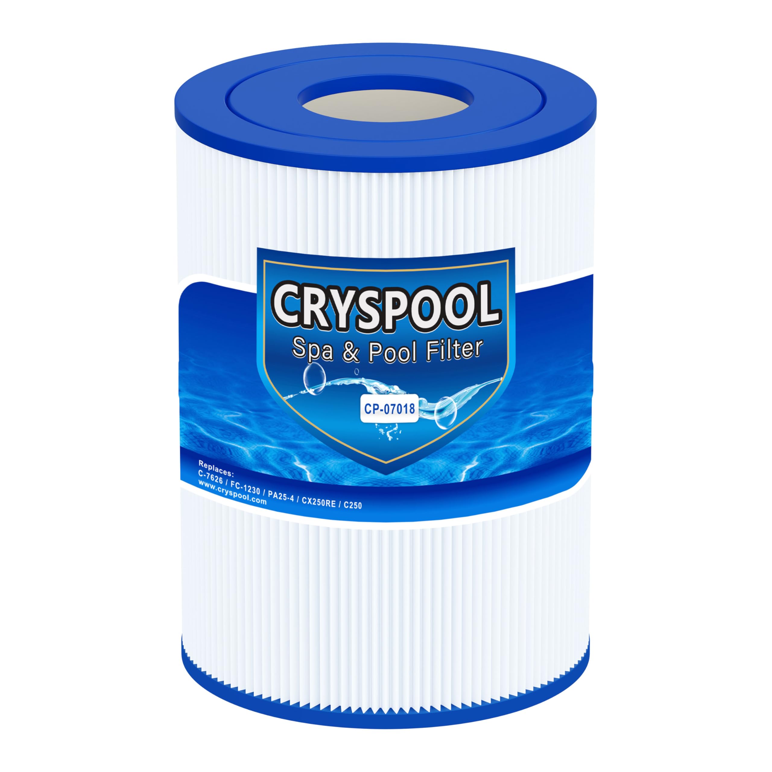 Cryspool® 07018 Filter Compatible with CX250RE, Star-Clear C250, PA25-4, PA25-4/M4, C-7626, FC-1230, 25 Sq. Ft Spa Filter Cartridge, 1 Pack