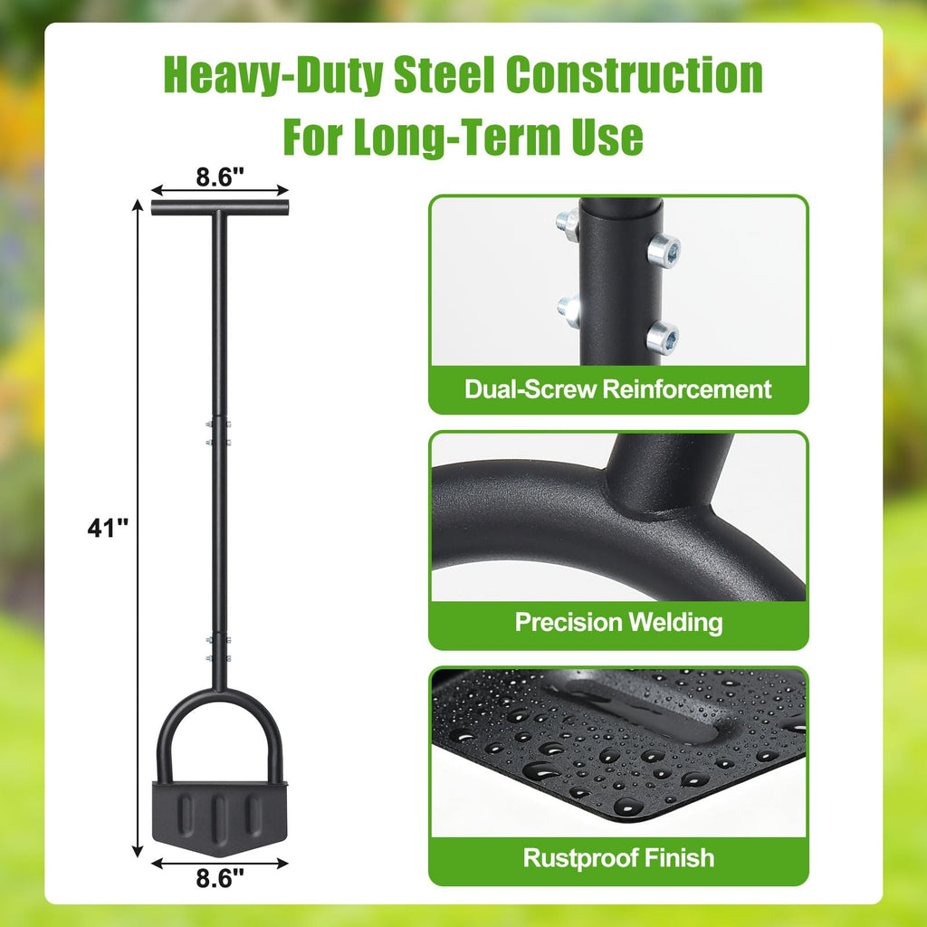Lilyvane Heavy-Duty Manual Grass Edger 41 Inch – Half Moon Lawn Edger Tool with Wide Footplate, Steel Border Edger for Landscaping, Garden Edging, Trench Digging & Irrigation Cable Burying