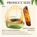 Landical 3 Pcs Colorful Square Acrylic Resin Bangle Bracelet Wide Geometric Irregular Wristbands Women(Amber, Light Khaki, Green)