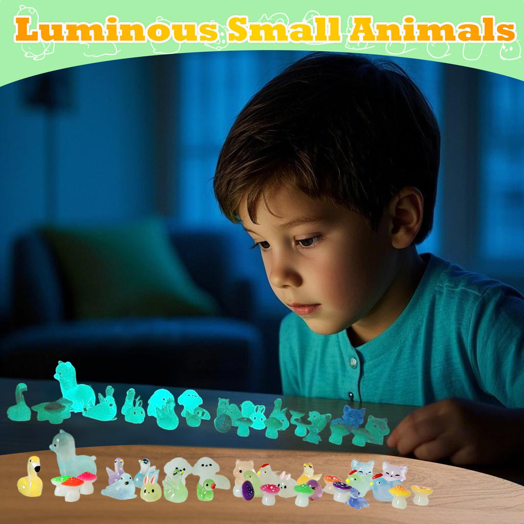 ZITU ISCHYROS Mini Resin Animals 100 Pcs to Hide, Tiny Resin Animals Bulk