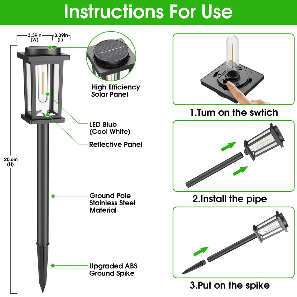 Melunar Solar Pathway Lights Outdoor, 12 Pack Solar Powered Garden Lights Waterproof, Auto On/Off Outdoor Landscape Lights for Patio, Walkway, Driveway, Lawn, Pool Decor. (Warm White)