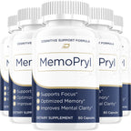 Memopryl Advanced Formula Supplement, Memo Pryl Brain Pills Natural Ingredients Reviews - 5 Pack - 300 Capsules