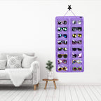 AROUY Sunglasses Organizer Storage, Hanging Dust Proof Wall Pocket Glasses Organizer - 16 Felt Slots Sunglass Organizer Holder with Metal Hook and Sturdy Rope (Dust Proof, Purple)
