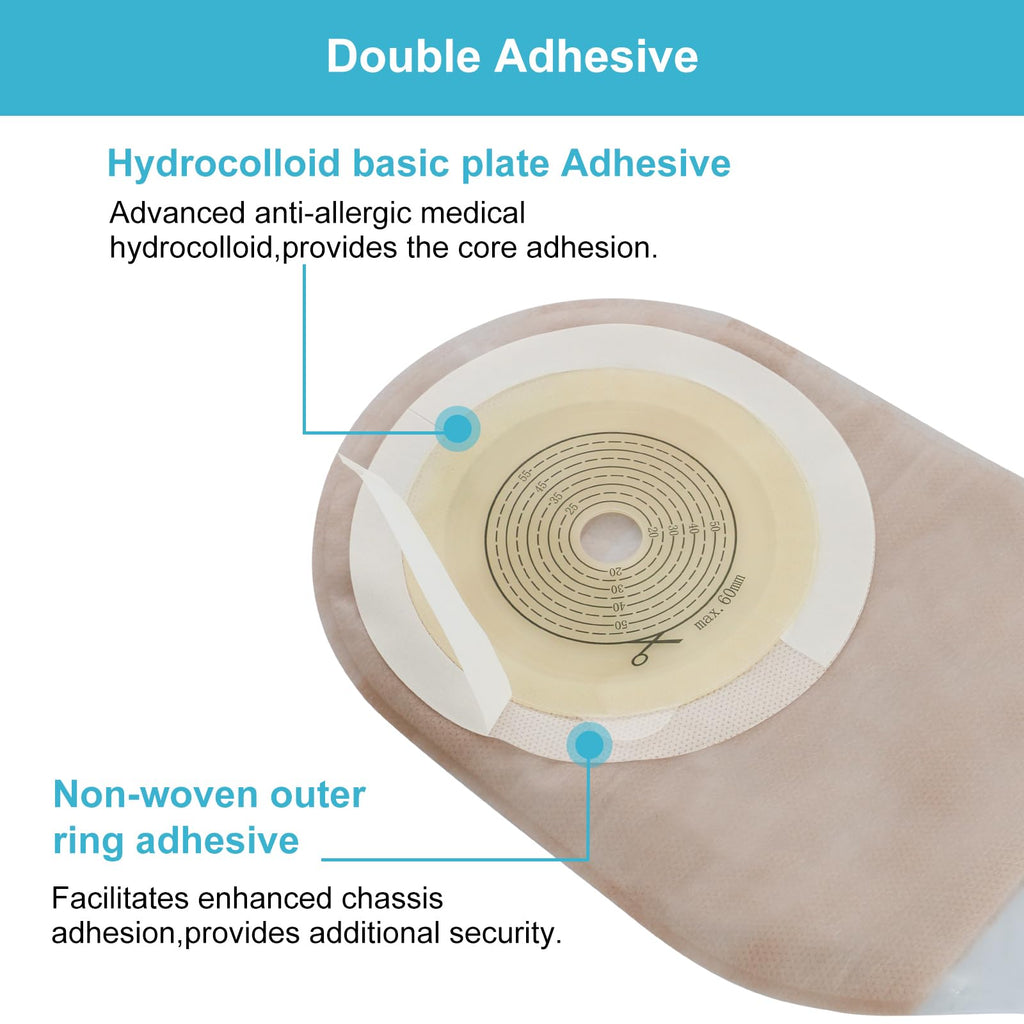 20 PCS Colostomy Bags, Ostomy Supplies,One Piece Drainable Ostomy Pouch with Hook and Loop Closure for Ileostomy Stoma Care, 15mm-60mm Cut to Fit