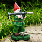 PERFECTOP Solar Military Garden Gnome Statue with RPG, Large War Army Combat Defender Soldier Patriotic Gnome Figurine with Gun, Outdoor Patio Yard Lawn Home Ornament Decor, Valentine's Day Men Gift