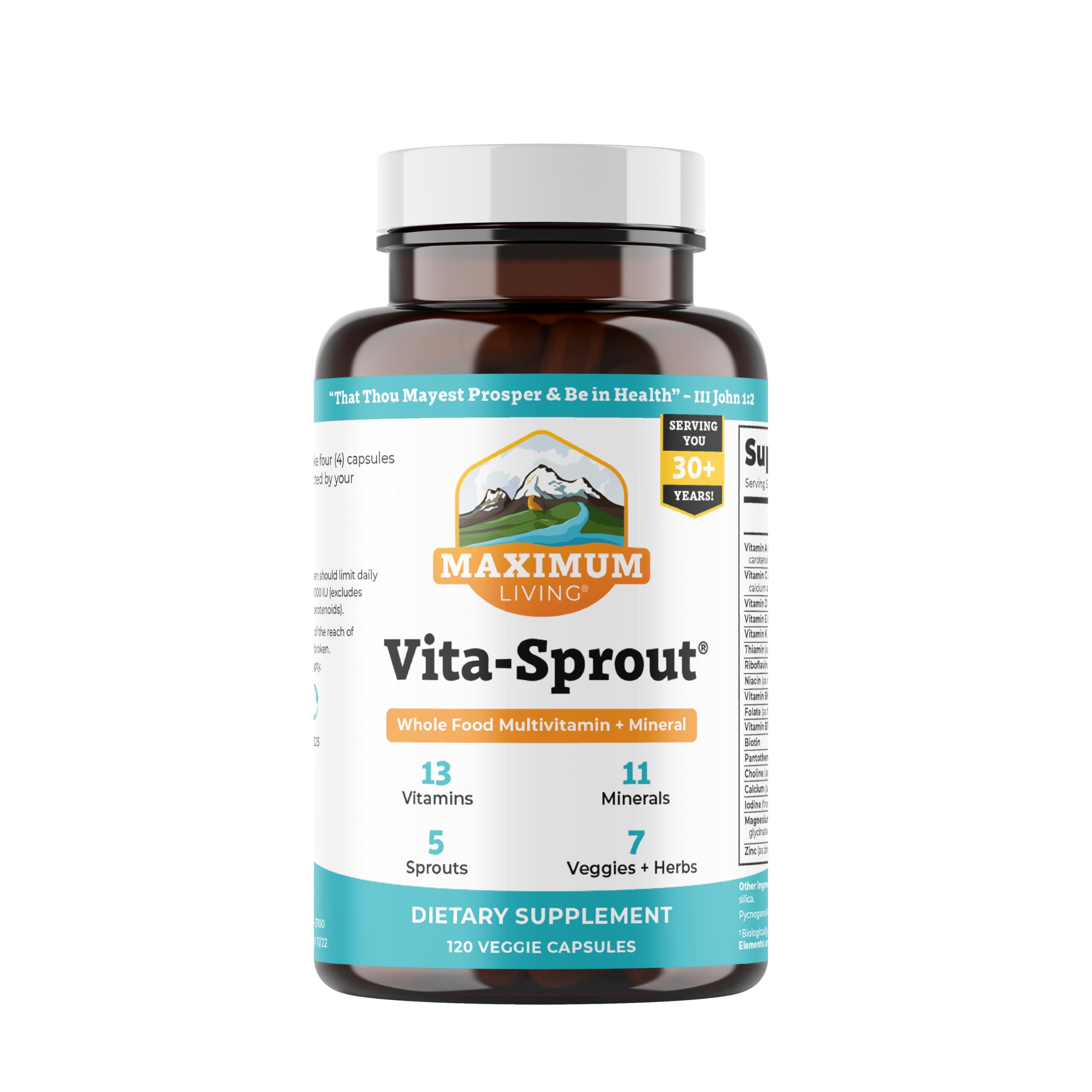 Vita-Sprout Whole-Food Multivitamin & Phytonutrient Blend, 120 Capsules