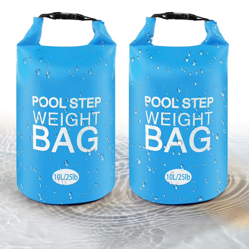 2 Pack 10L/25lb Universal Pool Step Weights 250D PVC Waterproof Swimming Pool Ladder Weights No Breaken Above Ground Pool Ladder Sand Bags, Foldable Pool Stair Weights for Pool Steps (Sky Blue)