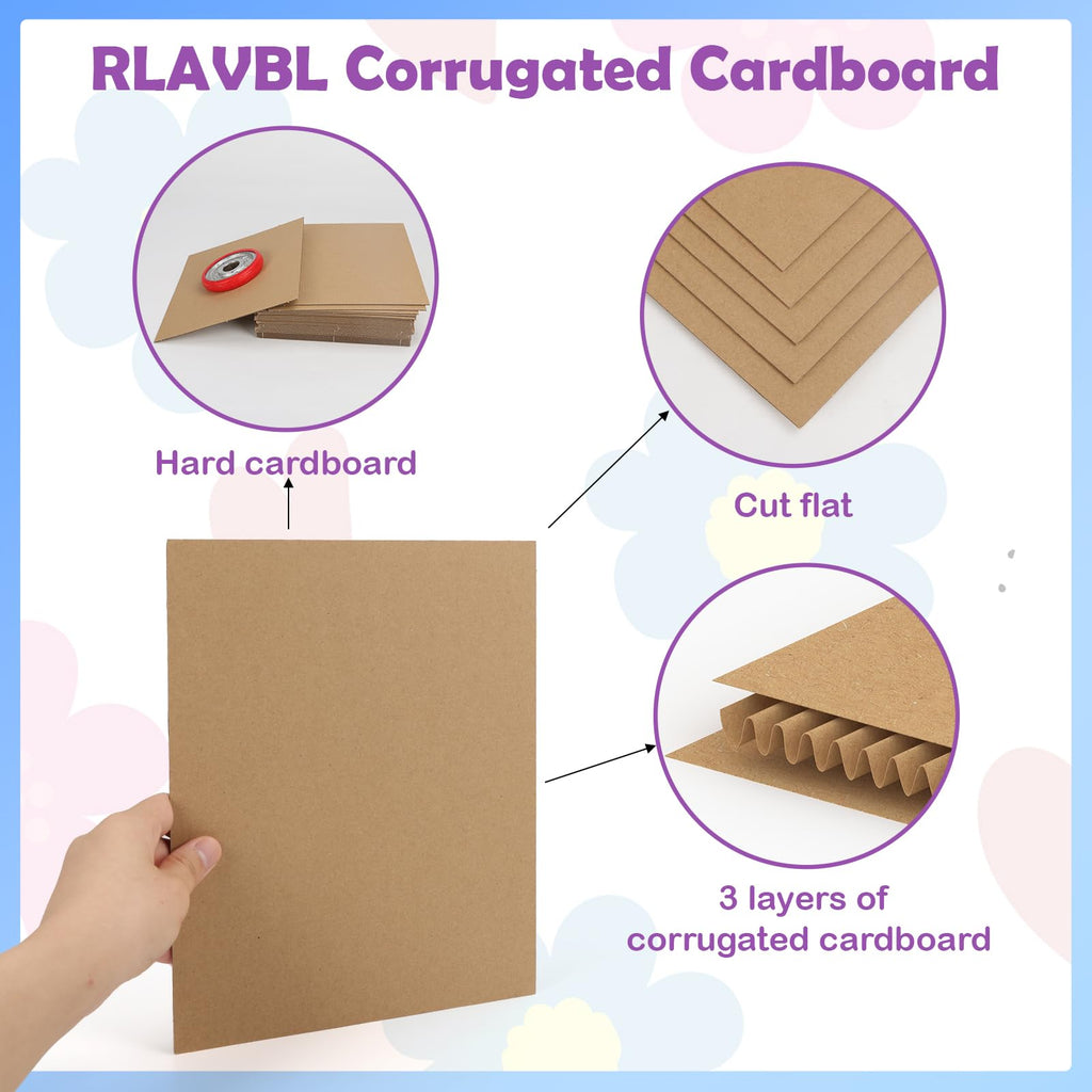 RLAVBL 100 Pack 11x14 Corrugated Cardboard Sheets, Flat Cardboard Inserts for Shipping, Mailing, Packing, DIY Crafts