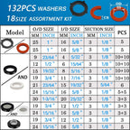 ZDBB 1000 Pcs 18 Size O Ring Kit+18 Size Rubber Washers Assortment Kit for Plumbing Faucet Water Pipe Garden Hose Washers Shower Heads Gasket Repair and Air or Gas Connections