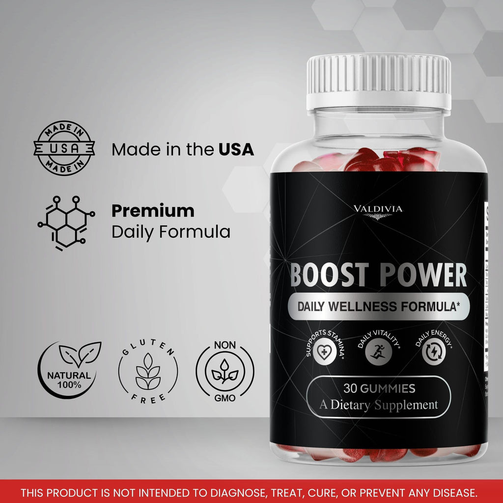 Boost Power Gummies - Official BoostPower Gummys Advanced Premium Formula Maximum Strength, All Natural Daily JellyLean Vitamins Support for Overall Health & Wellness, 30 Gummies for 1 Month
