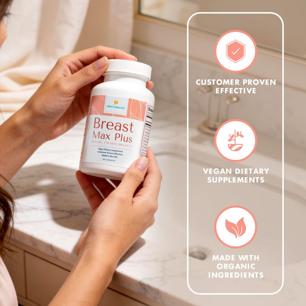 KIMI Naturals Breast Max Plus - Breast Enhancement Pills | Breast Enlargement Supplements with Fenugreek, Breast Growth, Supports Breast Firmness | 90 Capsules