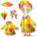 XEVZOK 4 Pcs Porch Goose Raincoat with Wigs, Outfits and Clothes, Spring Summer Goose Statue Raincoat Costume, 23" Geese Statue Clothes for Patio Yard Lawn Outdoor Decor