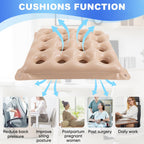 2-Pack Waffle Inflatable Seat Cushions with Pump, 18 Inch Beige 16-Hole Air Cushion for Pressure Relief, Wheelchair, Office Chair, Car Seat & Travel (Beige)