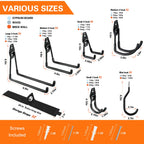 HUPBIPY 18 Pack Garage Hooks Heavy Duty Utility Steel with Anti-Slip Coating Wall Mount Storage Organizer for Hanging Power and Garden Tools, Ladders, Hose, Bikes, Ropes, Bulk Items, and More