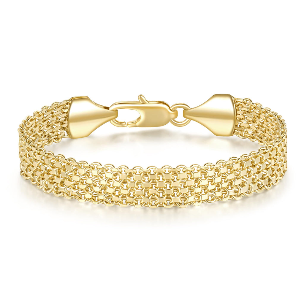 Simlayton 14K Gold Bracelets for Women Gold Mesh Bracelet for Womens