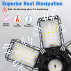 Aoretic LED Garage Lights 2 Pack -180W, 18000LM 6500K Led Shop Light with 6+1 Deformable Panels, Basement Barn Light Garages Ceiling Lights, E26/E27 for Garage, Warehouse, Shop, Basement