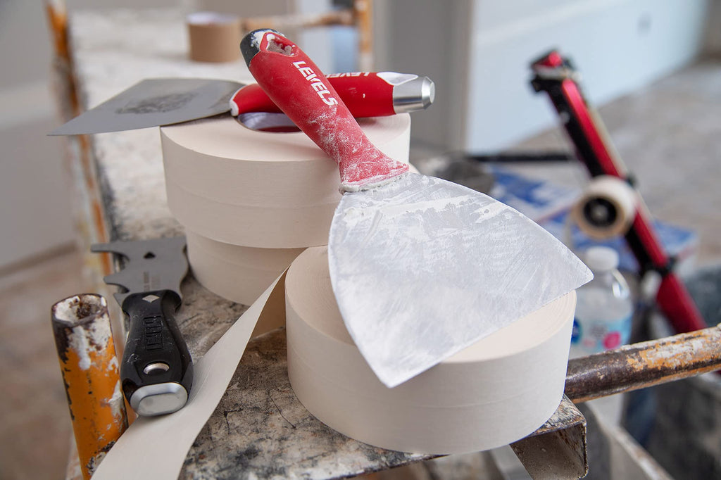 8" Soft-Grip Stainless Steel Drywall Joint Knife - LEVEL5 | Pro-Grade | Comfortable Finishing Hand Tool | Metal Hammer End | Sheetrock Gyprock Plasterboard Mud | 5-144