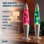 JAMBO 2 Pack- 16" Beautiful Lamp- Blue with Yellow/Green Wax and Purple with Pink Wax, Relaxing Liquid Lamp, Night Light Nightlight, Lamps for Adults Teens Kid