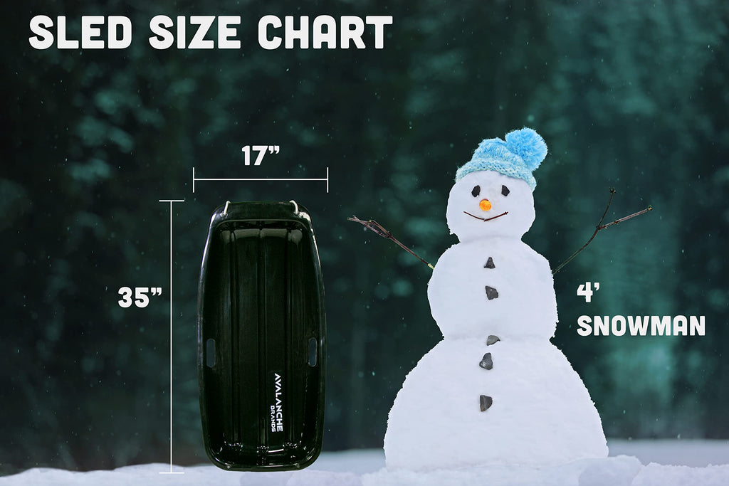 Avalanche Brands - Classic Downhill Toboggan Snow Sled Includes Pull Rope and Handles (Black 35")