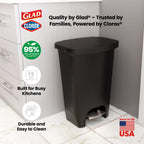 Glad Premium Trash Can with Clorox Odor Protection, 13 Gallon, Black