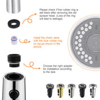 TIORIY Kitchen Faucet Head Replacement with 15 Adapters, 3 Function Pull Down Kitchen Faucet Spray Head, Pull Out Kitchen Sink Tap Sprayer Nozzle, Chrome, Plastic