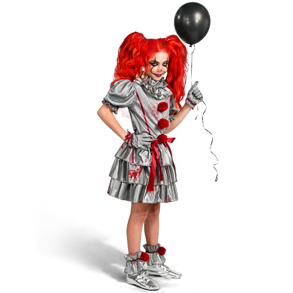Spooktacular Creations Girls Clown Costume, Halloween Evil Clown Dress, Scary Jester Costume for Girls Halloween Dress Up, Role Play, Cosplay Party-M