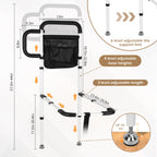 NobrNyanT Bed Rails for Elderly Adults Safety, Adjustable Bed Cane with Sturdy Support Foot & 2 Storage Pockets, Steel Frame Bedside Assist Safety Rail for Seniors, Universal Fit King/Queen/Full/Twin