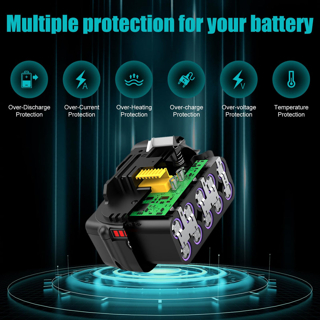 2-Pack 8000mAh High Capacity Replacement for Makita 18V Battery Compatible with Makita 18 Volt Batteries BL1860B BL1850B BL1840B BL1830B BL1815B LXT400 with LED Indicator Cordless Power Tools (White)