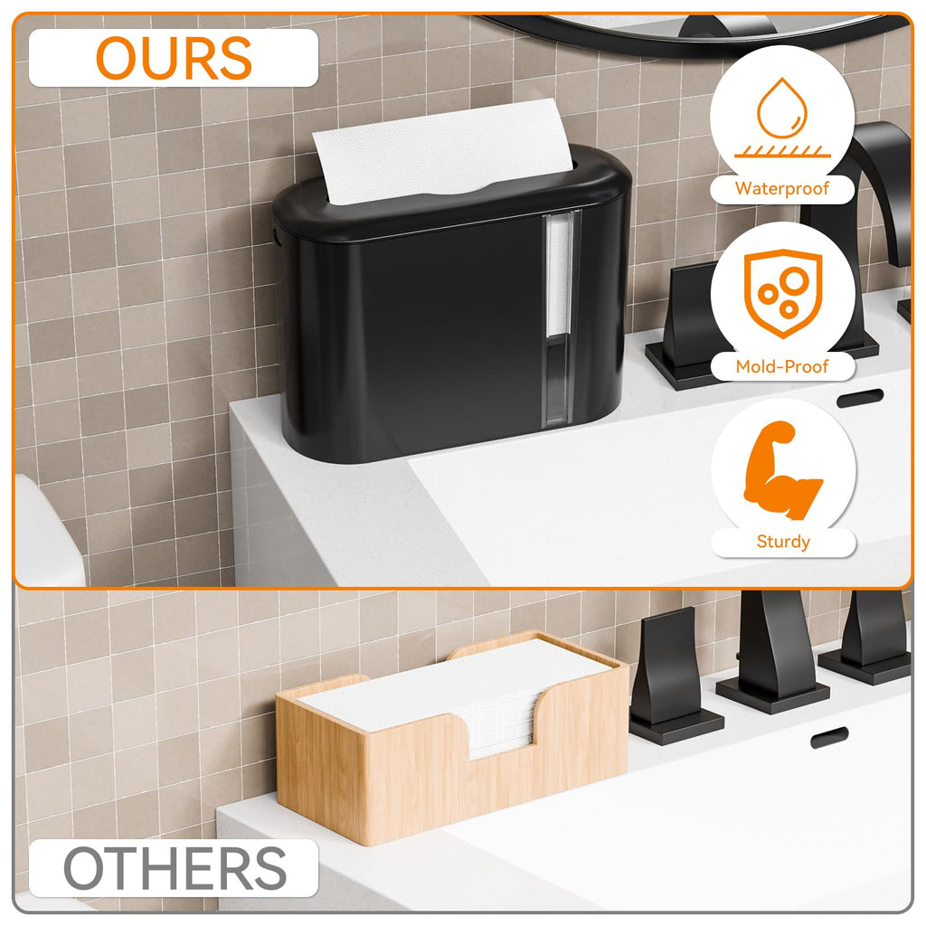 Yieach Touchless Paper Towel Dispenser for Countertop,Home,Bathroom and Kitchen,Black Commercial Multifold Paper Towel Dispenser for Z-fold,Folded,Trifold,Napkin,C fold,Tri Fold Hand Towels Holder