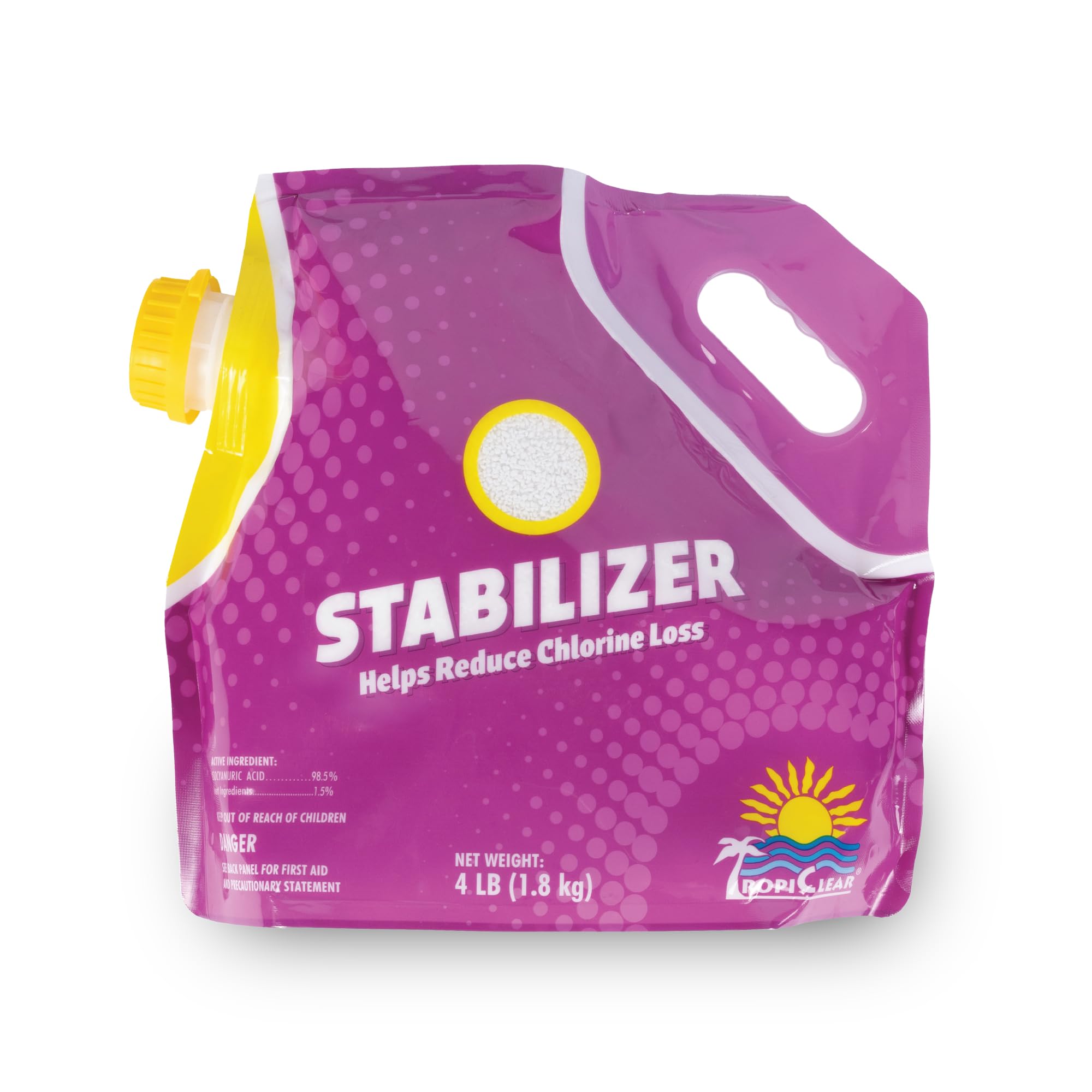 TropiClear Pool Stabilizer – Protects Chlorine & Reduces UV Loss | Cyanuric Acid Pool Stabilizer for Salt & Chlorine Pools, Stabilizer for Swimming Pools to Maintain Balanced Water Chemistry (4 Lb)