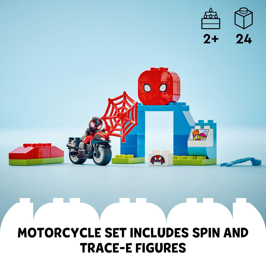 LEGO DUPLO Marvel Spin’s Motorcycle Adventure Fantasy Playset, Based on Spidey and His Amazing Friends TV Show, Build-and-Rebuild, Toddler Toys, Preschool Motorcycle Toy for Kids' Ages 2 and Up, 10424