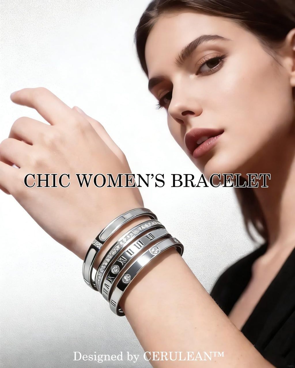 CERULEAN 5-Piece Elegant Stainless Steel Bracelet Set, Fashionable Classic Design, Stainless Steel 5 Piece Bracelet Set, Non Tarnish Bangle, Elegant Bracelets Sets for Everyday and Formal Wear (Gold)