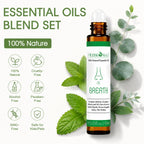 HERBROMAS Aromatherapy Oils Roller Set, Natural Pre-diluted Essential Oils Roll On with Glass Rollerball, Relaxation Gift for Women & Men, Christmas Gift, Pack 4 x 0.33fl.oz