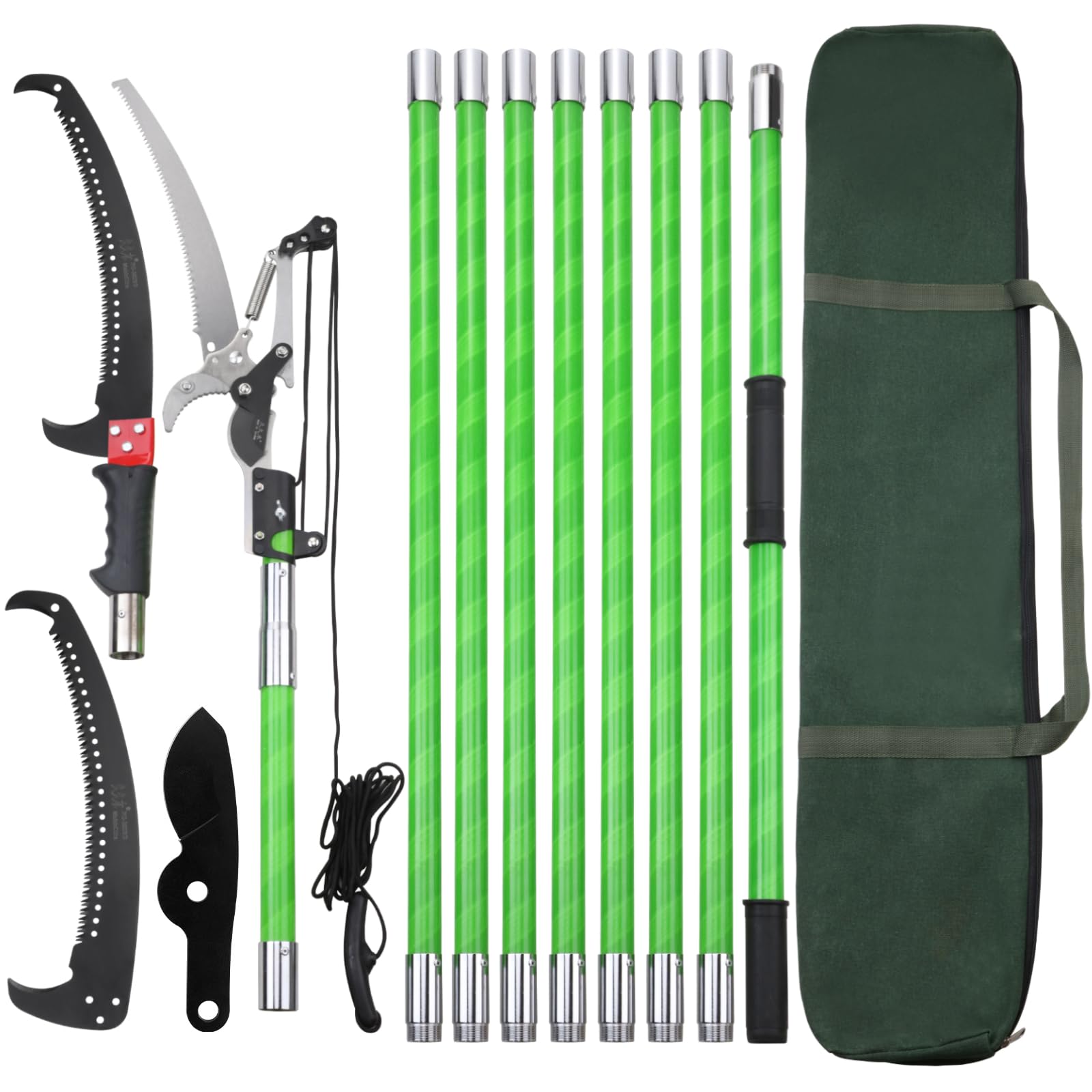 30 Feet Tree Pole Pruner Manual Branches Trimmer Tree Branch Garden Tools Loppers Hand Pole Saws Extendable Height Adustable System for Sawing and Shearing
