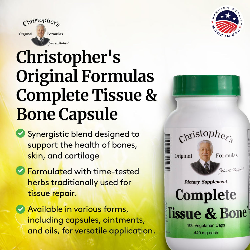 Christopher's Original Formulas Complete Tissue & Bone Formula – 100 VCaps | Herbal Support for Bones & Connective Tissue - Pack of 4