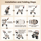 Gereat Dog Stroller for Small & Medium Dogs & Cats, Foldable Pet Stroller Wagon Carries Up to 44 lbs, Dog Wagon with Storage Basket and Cup Holders, Plus a Removable Portable Pet Carrier