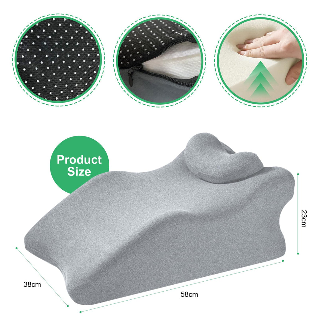 BCZETIH Widened Adult Intimacy Position Pillow for Couples, Sex Butt Cushion with Removable Small Support Pillow, Memory Foam for Sitting or Lying, Ideal for Home Use- Light Grey