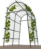 Garden Arch Trellis 7FT Extra Tall Polyethylene-Coated Stainless Steel Garden Trellis for Climbing Plants Outdoor Garden Trellis Arch for Cucumber Trellis | Gardening Trellis with Clips (Black)
