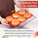 4 Inch Muffin Top Pan, Silicone Molds for Breakfast Sandwiches, English Muffins, Whoopie Pies, Corn Bread, Egg Bites, Tarts - 4 Pack Red