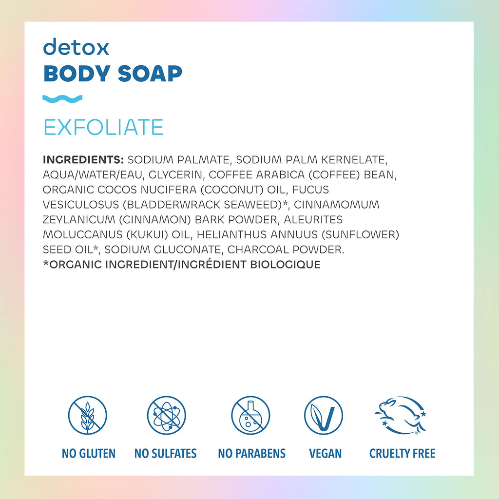 Seaweed Bath Co. Exfoliate Detox Body Soap, 3.75 Ounce (Pack of 3), Sustainably Harvested Seaweed, Charcoal