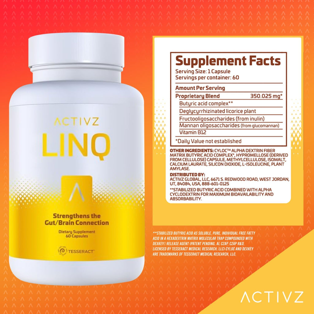 ACTIVZ LINQ - Advanced Epigenetic Formula for Brain Function, Gut Health, Skin Radiance, and Immune Support - 60 Capsules
