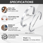 MEALGUET Stainless Steel Mens Cuff Bracelet : Polished 2 Pcs Stackable Metal Minimalist Open Cuffs Bangle Bracelet Set for Men,Mens Jewelry Gift, Silver